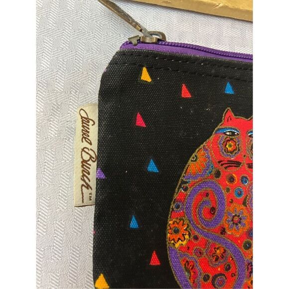 Laurel Burch cats zipper cosmetic bag 8"x6" - Picture 2 of 3